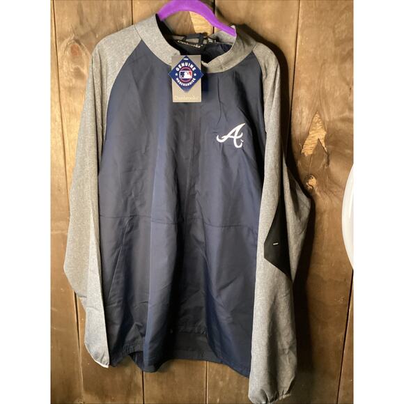 Men's Dunbrooke Navy/Heather Gray Atlanta Braves Alpha Full-Zip Jacket SIZE XL - Picture 2 of 3